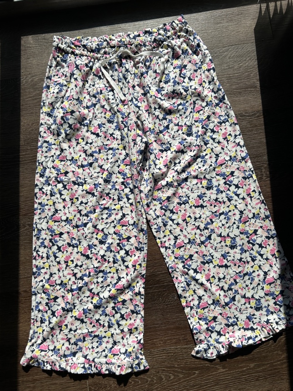 Ralph Lauren Women’s Floral Drawstring Lounge Pants - Pink, Navy & White, soft